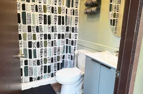 looking into bathroom