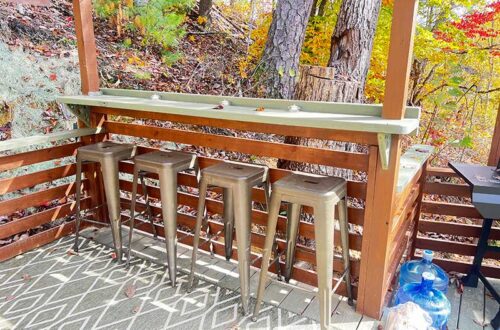 stools for the eating and drinking ledge