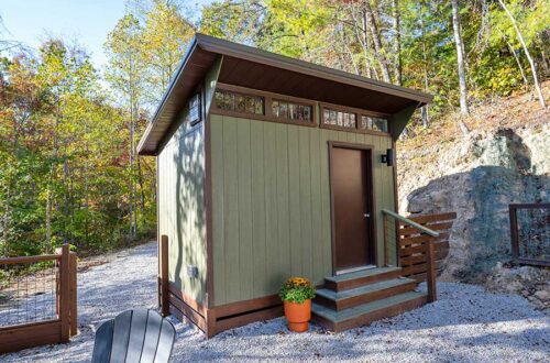 the outside of the bathroom